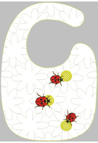 Hop054 - Lady bug and Flowers Quilted Bib